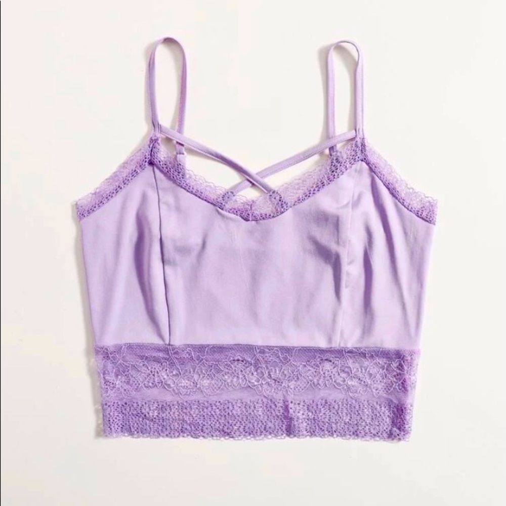 New crisscross lace trim adjustable strap Cami top - Picture 1 of 6